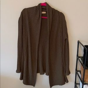 long, olive green cardigan